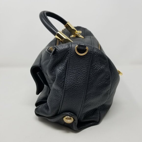 Badgley Mischka Black Leather & Gold Handbag & Crossbody Messenger Bag Handbags - Picture 3 of 16